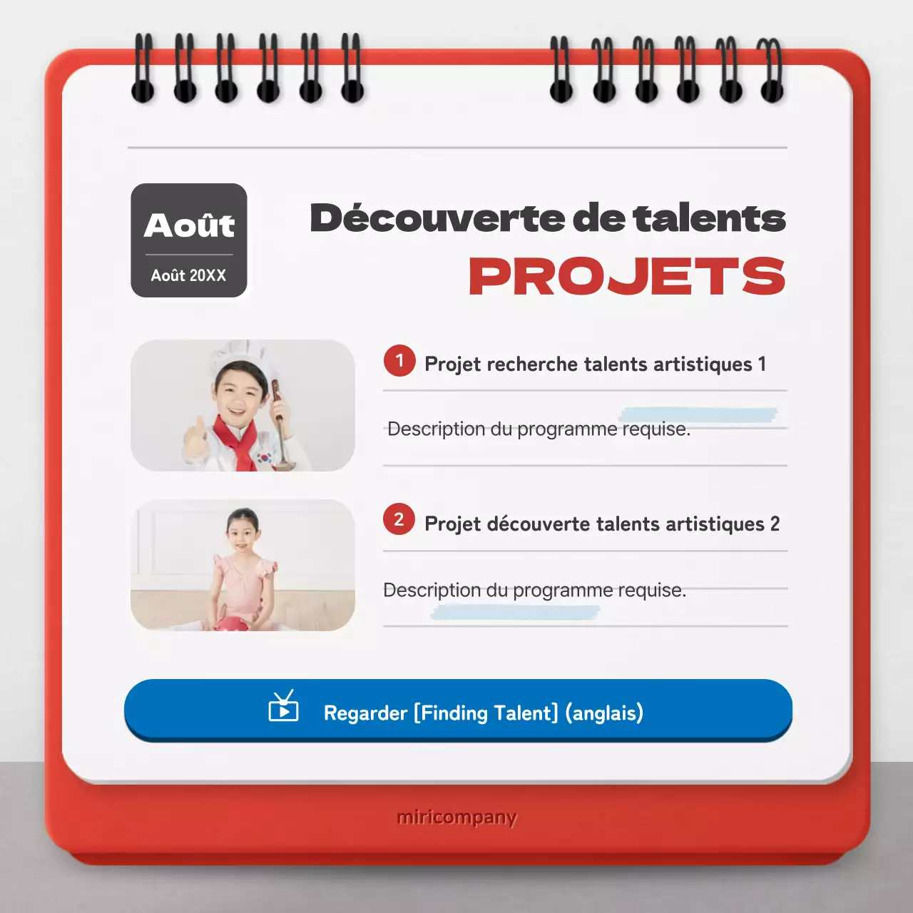 Promouvoir la responsabilité sociale des entreprises avec un concept de calendrier rouge et bleu