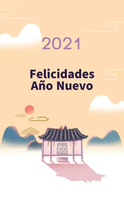 Felicitación de Año Nuevo 2021 ilustrada en amarillo marino