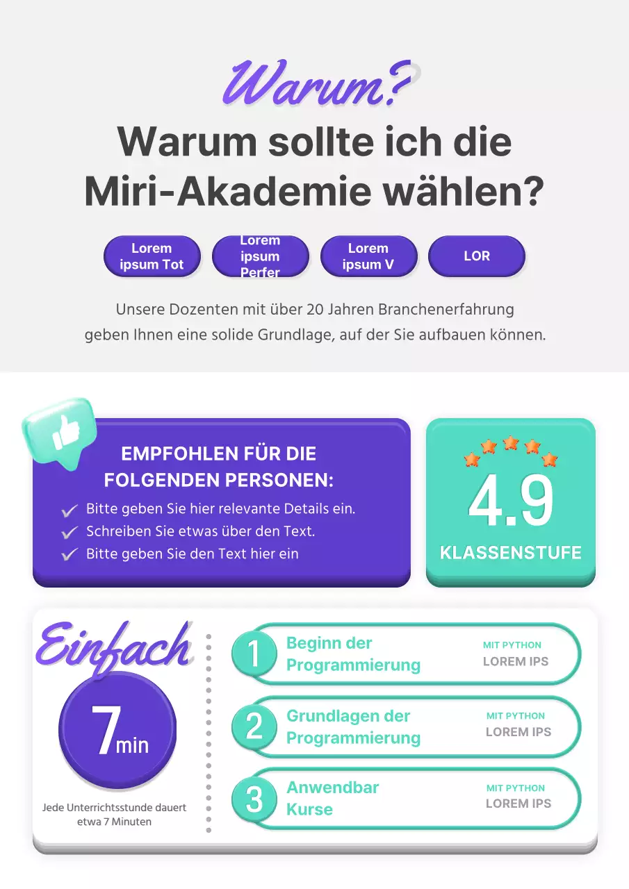Förderung von Programmierkursen in Lila und Mint