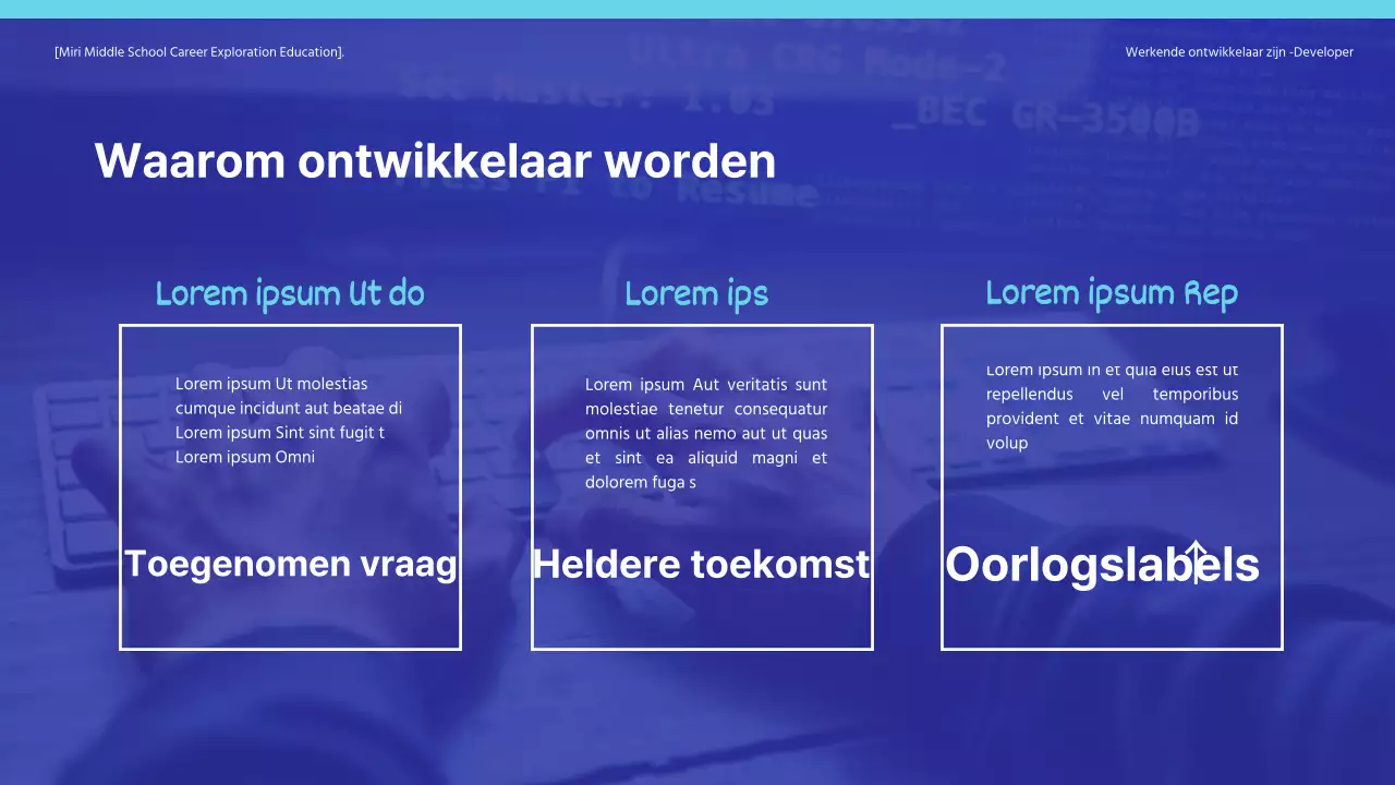 Blauw getinte ontwikkelaar training in loopbaanverkenning