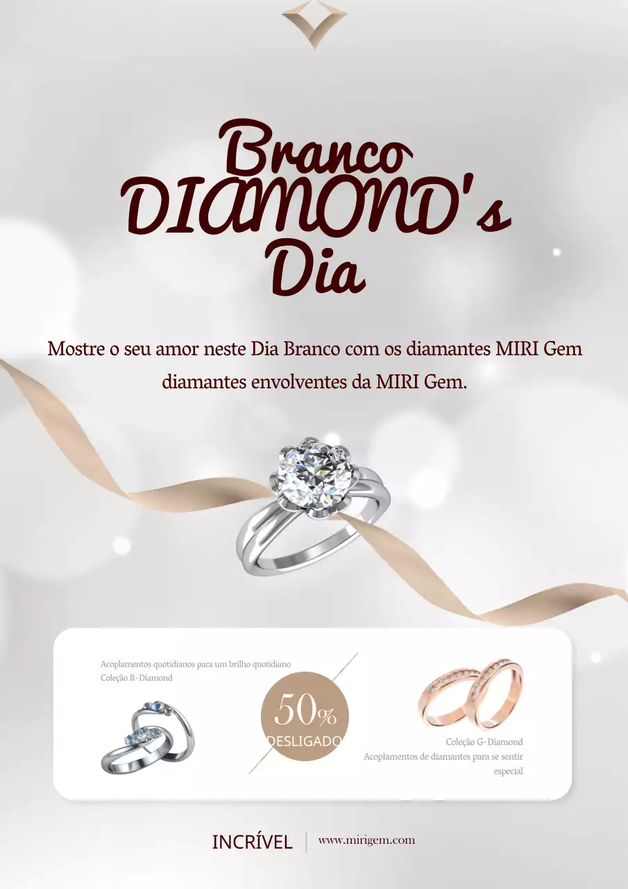 Promoção de oferta de anel de diamante White Day