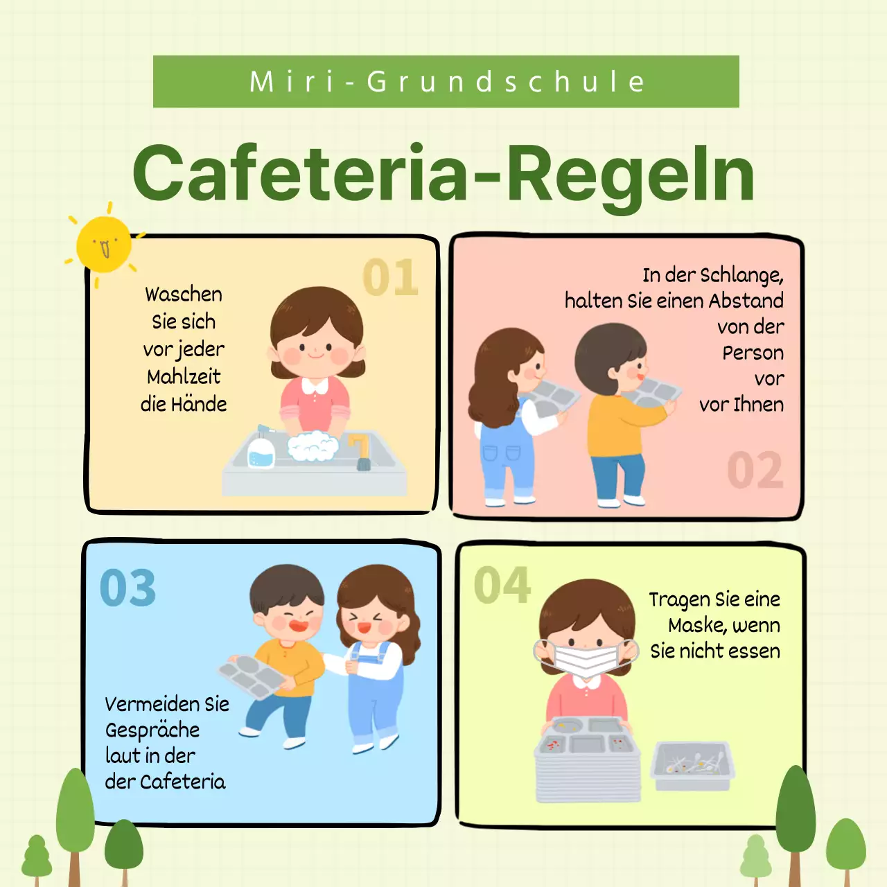 Limonengrüne Grundschul-Cafeteriaregeln