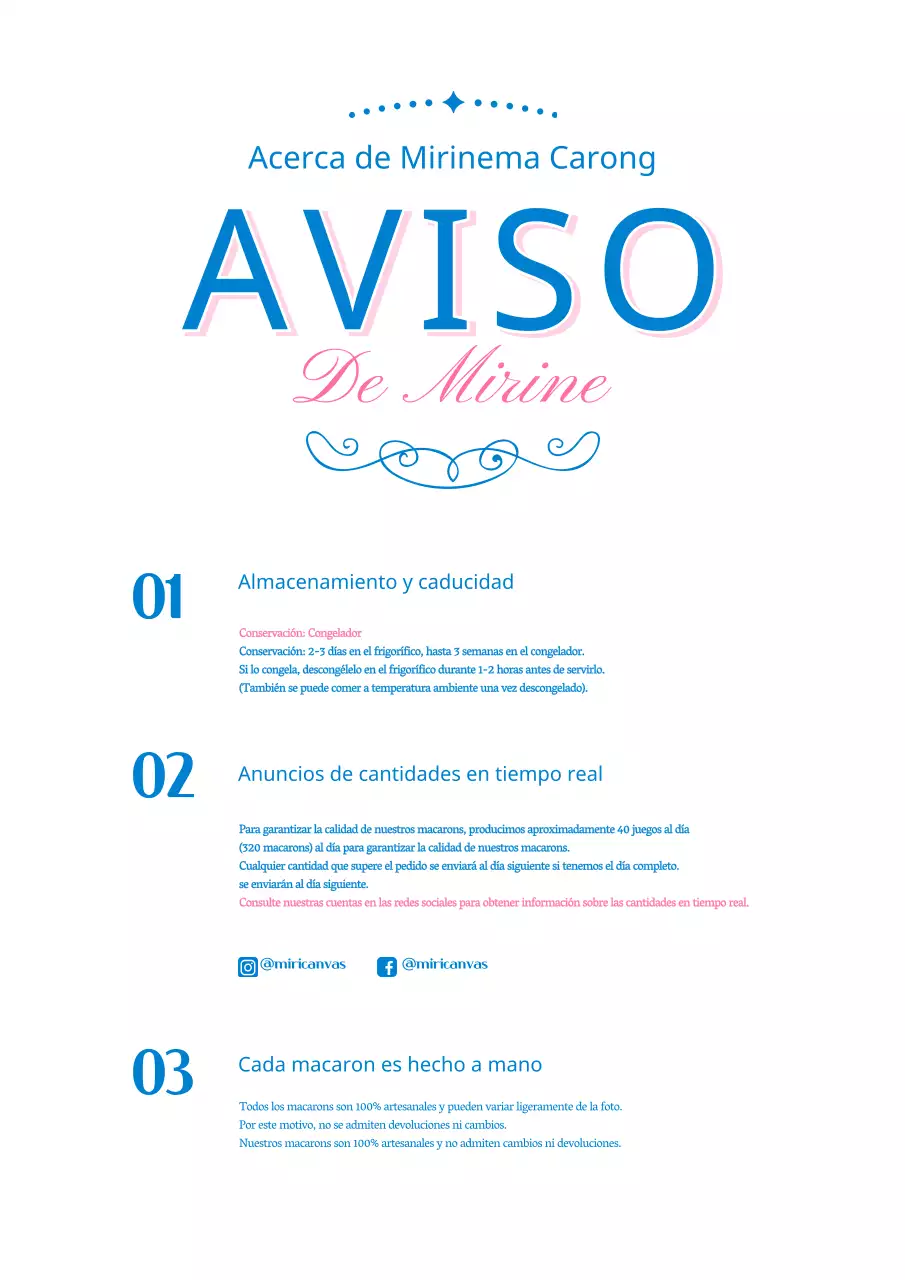 Bonito diseño de guía de cafetería Macaron en rosa y azul