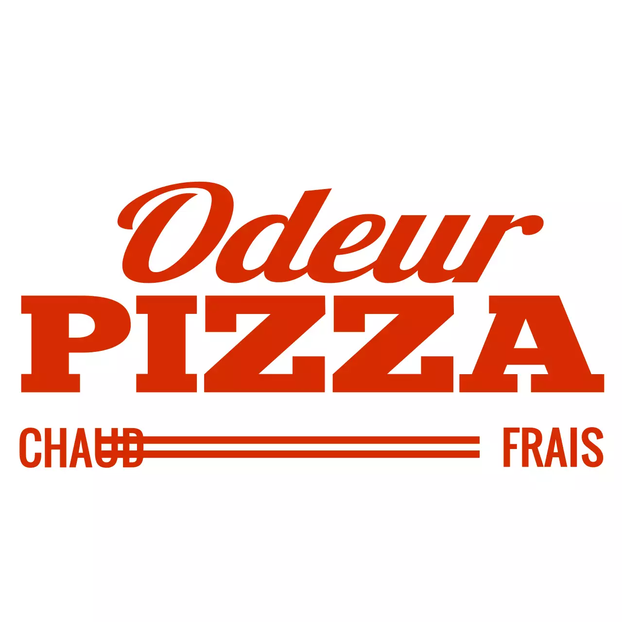 Logo en rouge et blanc pour la promotion d'une pizzeria.