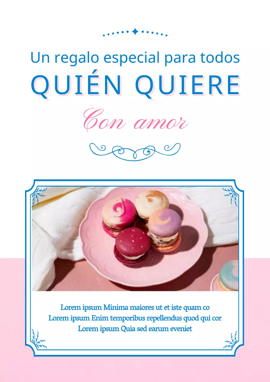 Bonito diseño de guía de cafetería Macaron en rosa y azul