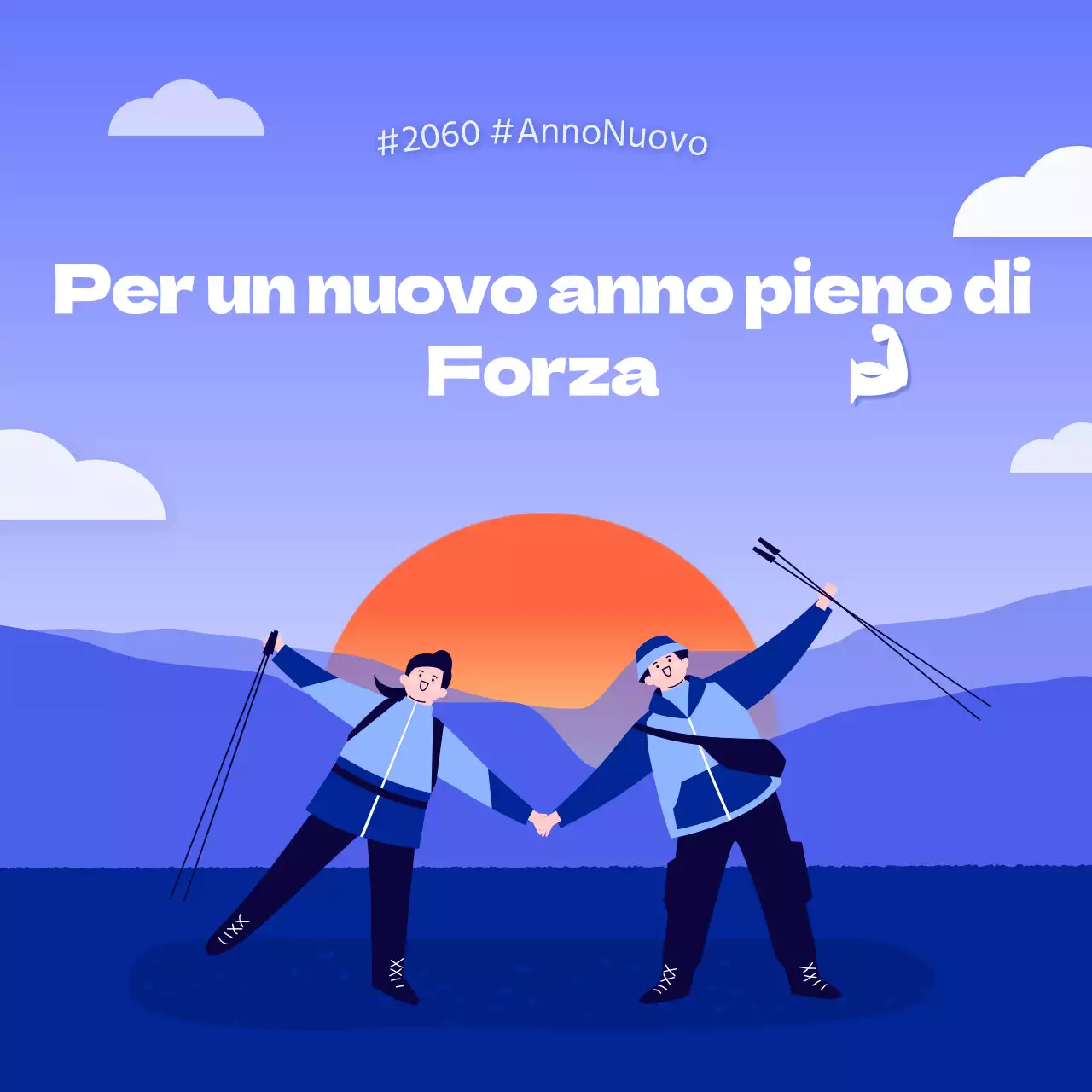 Allegria per il nuovo anno in blu e arancione