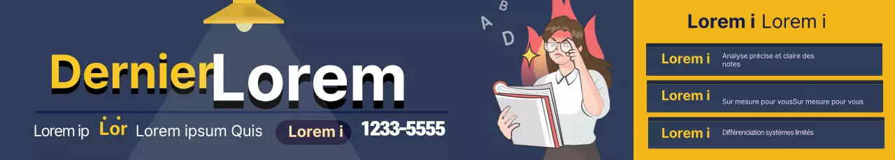 Illustration bleu marine jaune étude école publicité