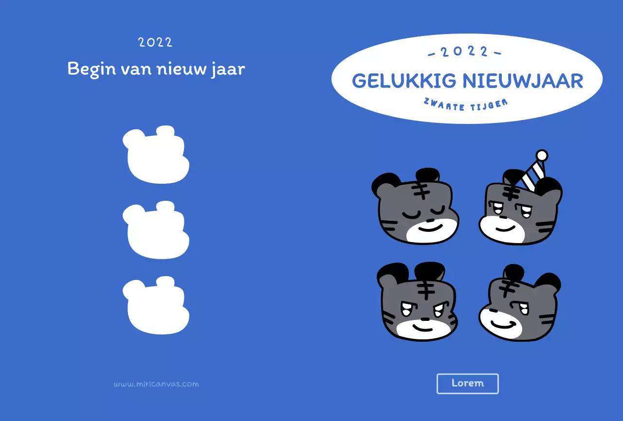 Blauw en wit ronde schattige tijger illustratie concept nieuwjaar
