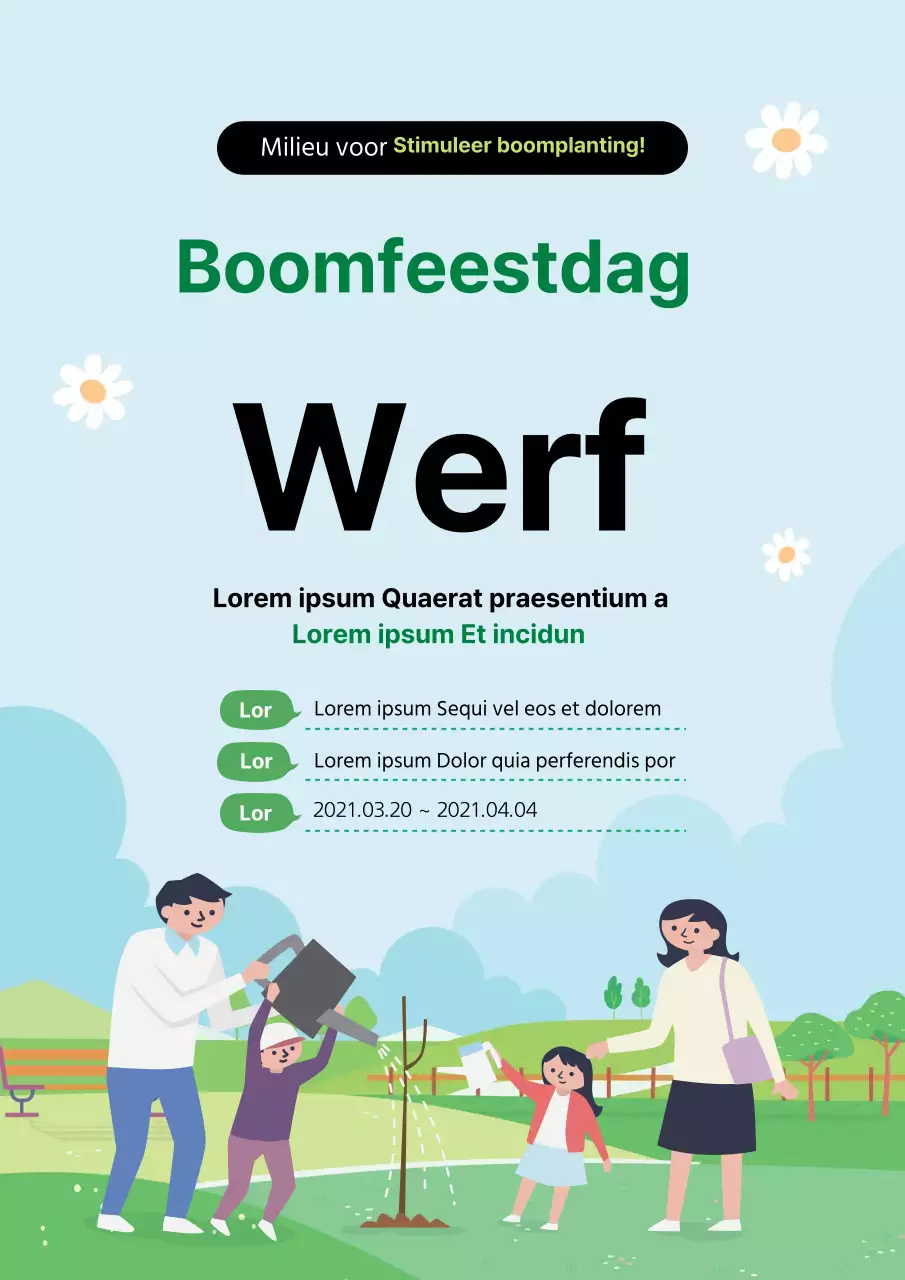 Groene Illustratie Schattige Arbor Day Promotie