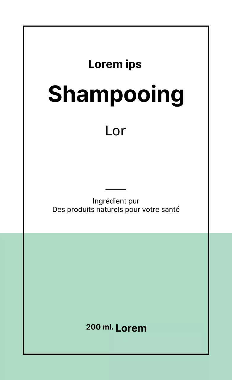 Étiquette simple d'un produit de beauté avec des lignes vert clair