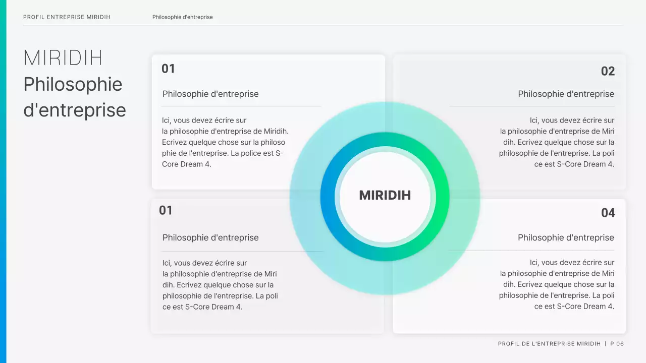 Une lettre d'entreprise moderne en bleu et chartreuse