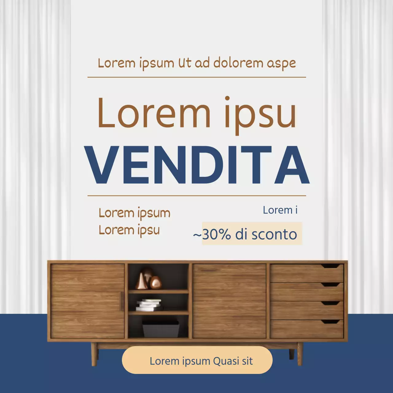 Una svendita di mobili blu e puliti