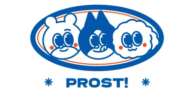 Blaue und orangefarbene Kuscheltierfreunde im Illustrationsstil für personalisierte Merchandise-Artikel