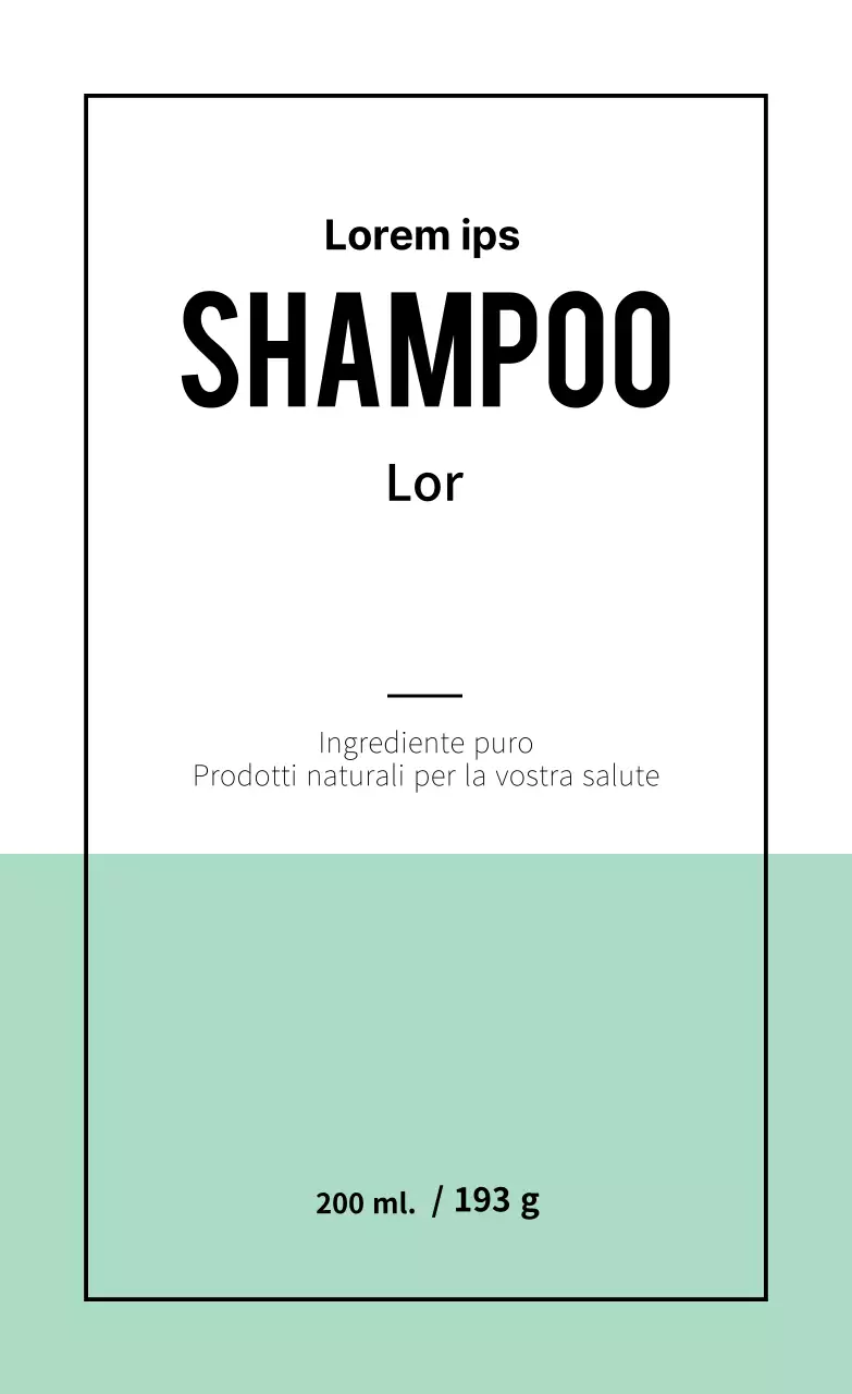 Etichetta semplice di un prodotto di bellezza con linee verde chiaro