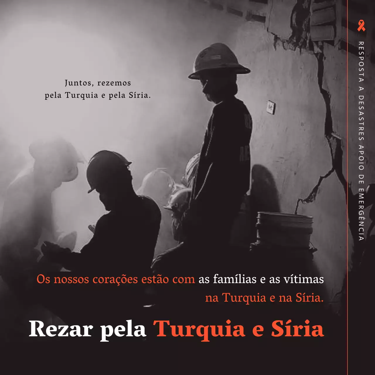 Memorial simples da catástrofe do terramoto na Turquia em laranja e preto e branco