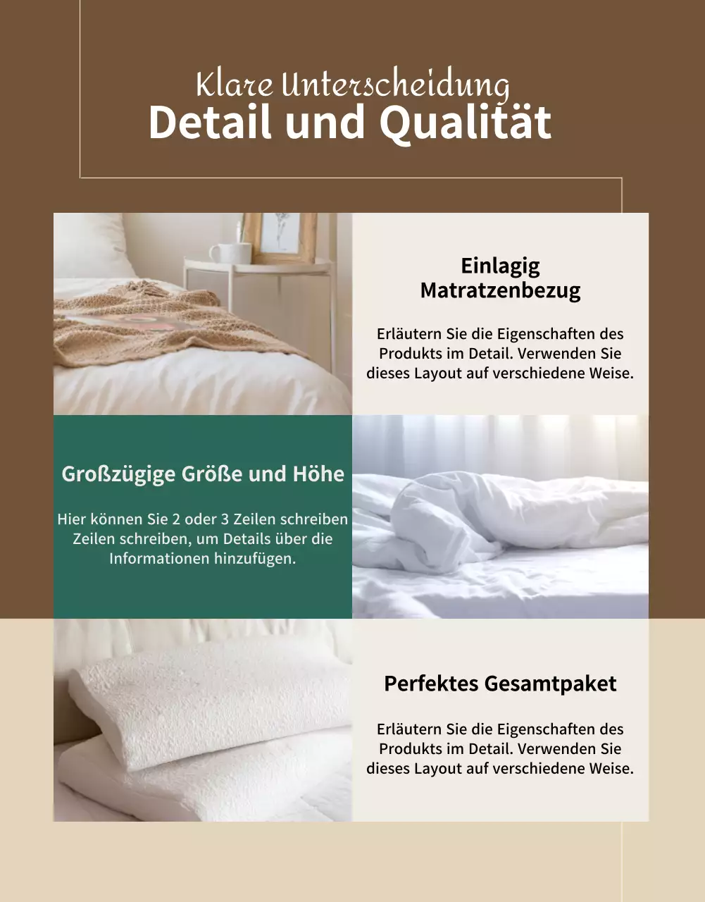 Luxuriöse Konzeptbettwäsche in modernen Brauntönen (mehr)