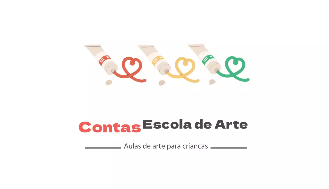 Cartão de visita da escola de arte ilustrado a vermelho