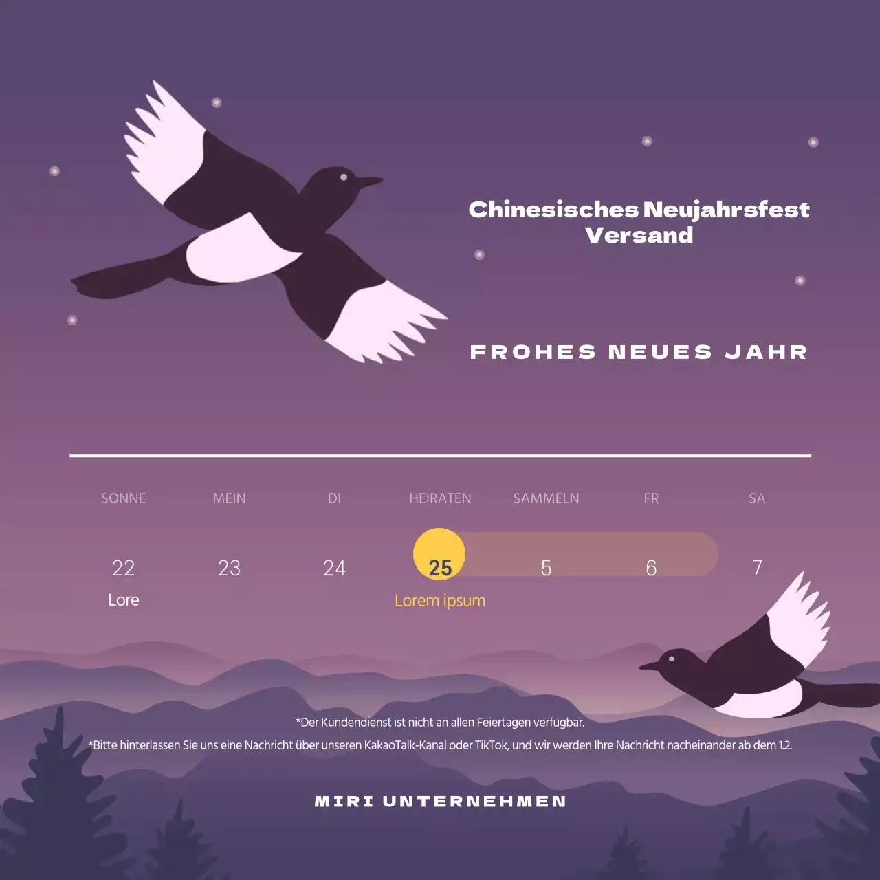 Lila-weiße Lieferung zum Mondneujahrsfest