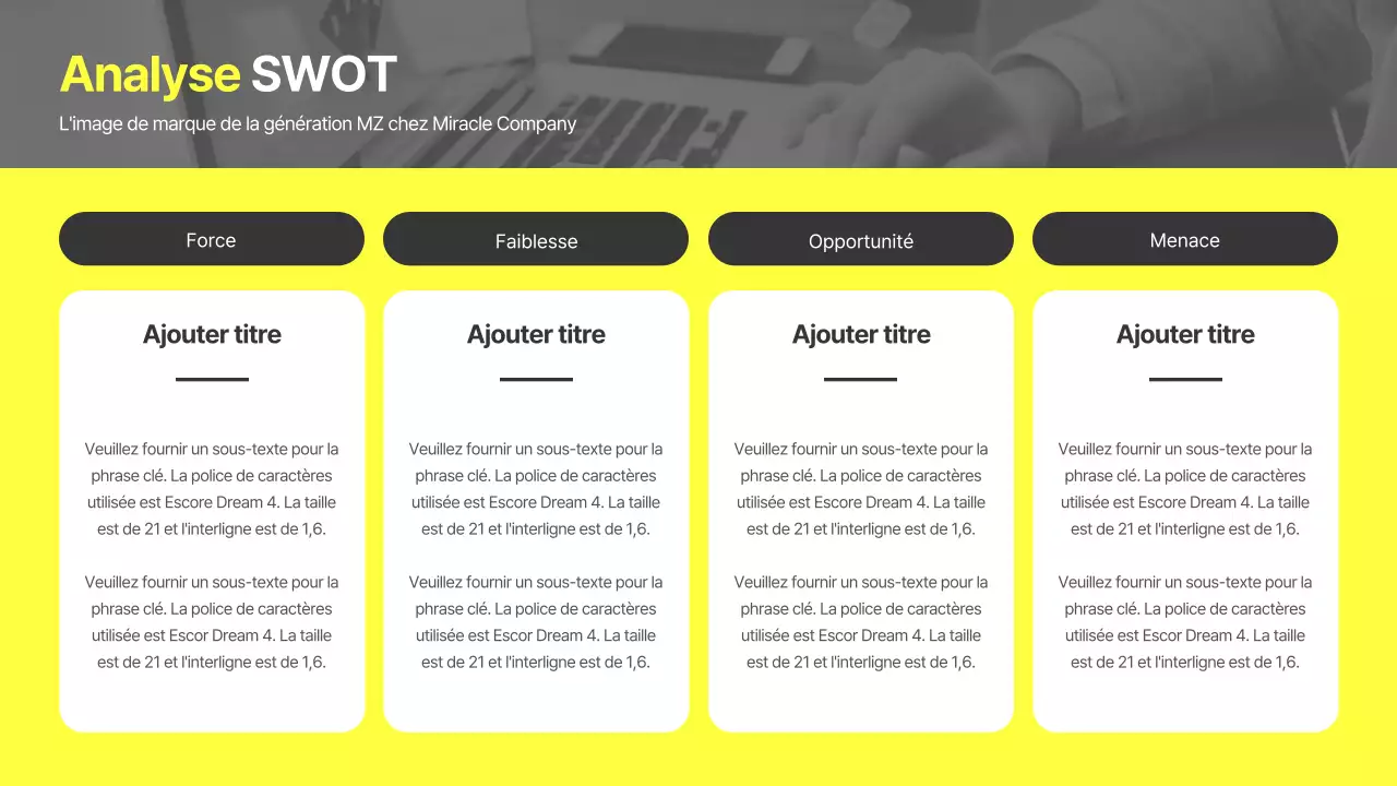 Un thème de marque d'entreprise moderne et unique en jaune et gris