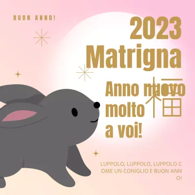 Auguri di buon anno del coniglietto rosa