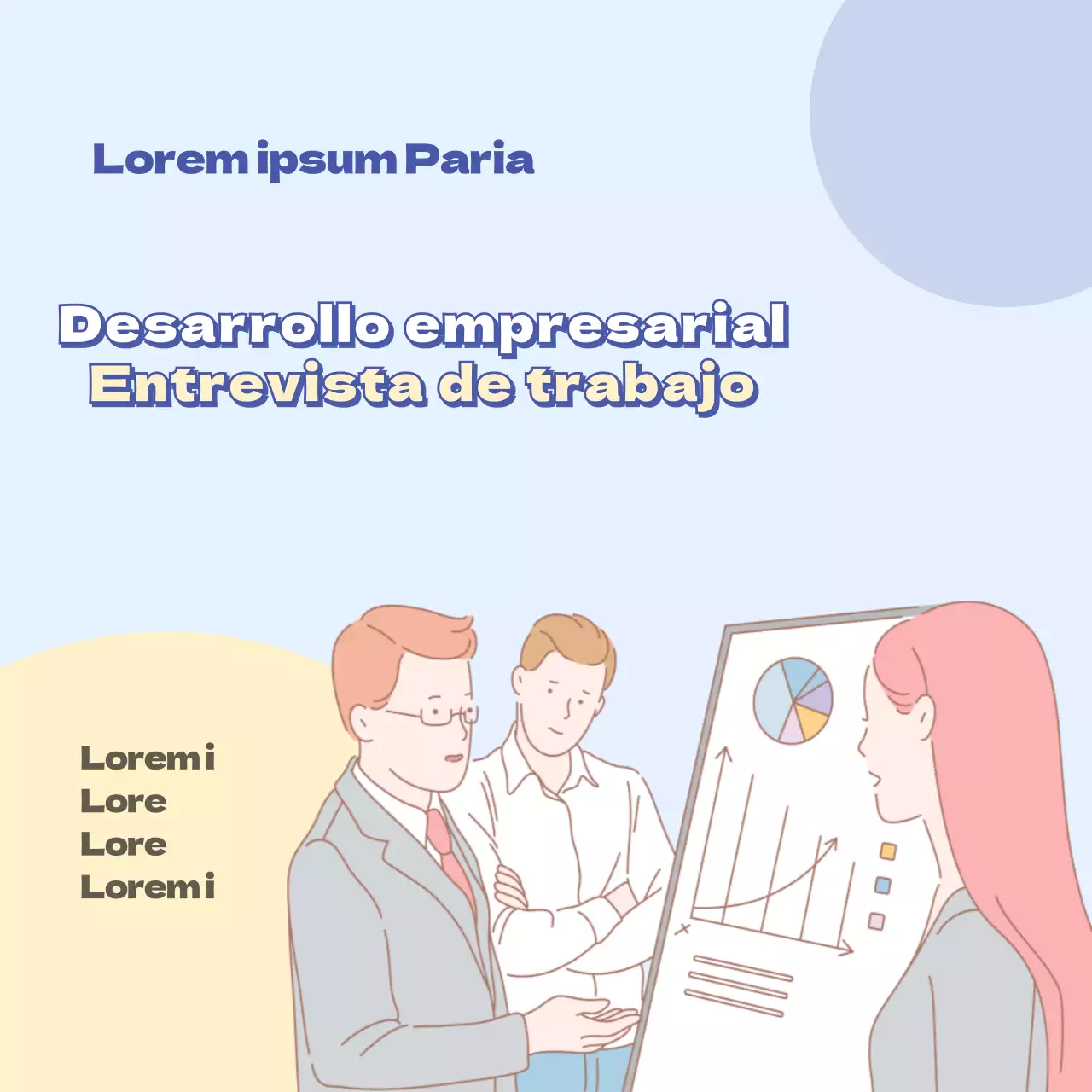 Reclutamiento moderno en azul claro y amarillo