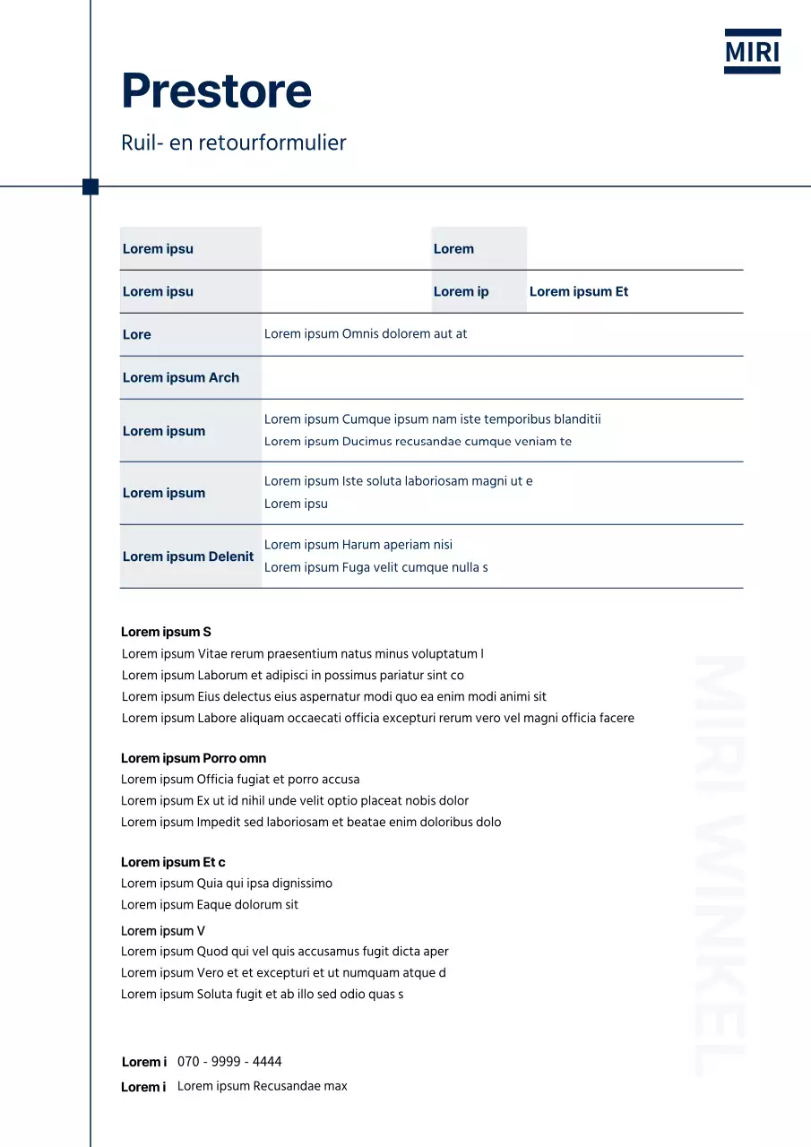 Document Formaat voor het retouraanvraagformulier voor Clean Exchange van Navy Line