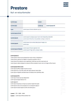 Document Formaat voor het retouraanvraagformulier voor Clean Exchange van Navy Line