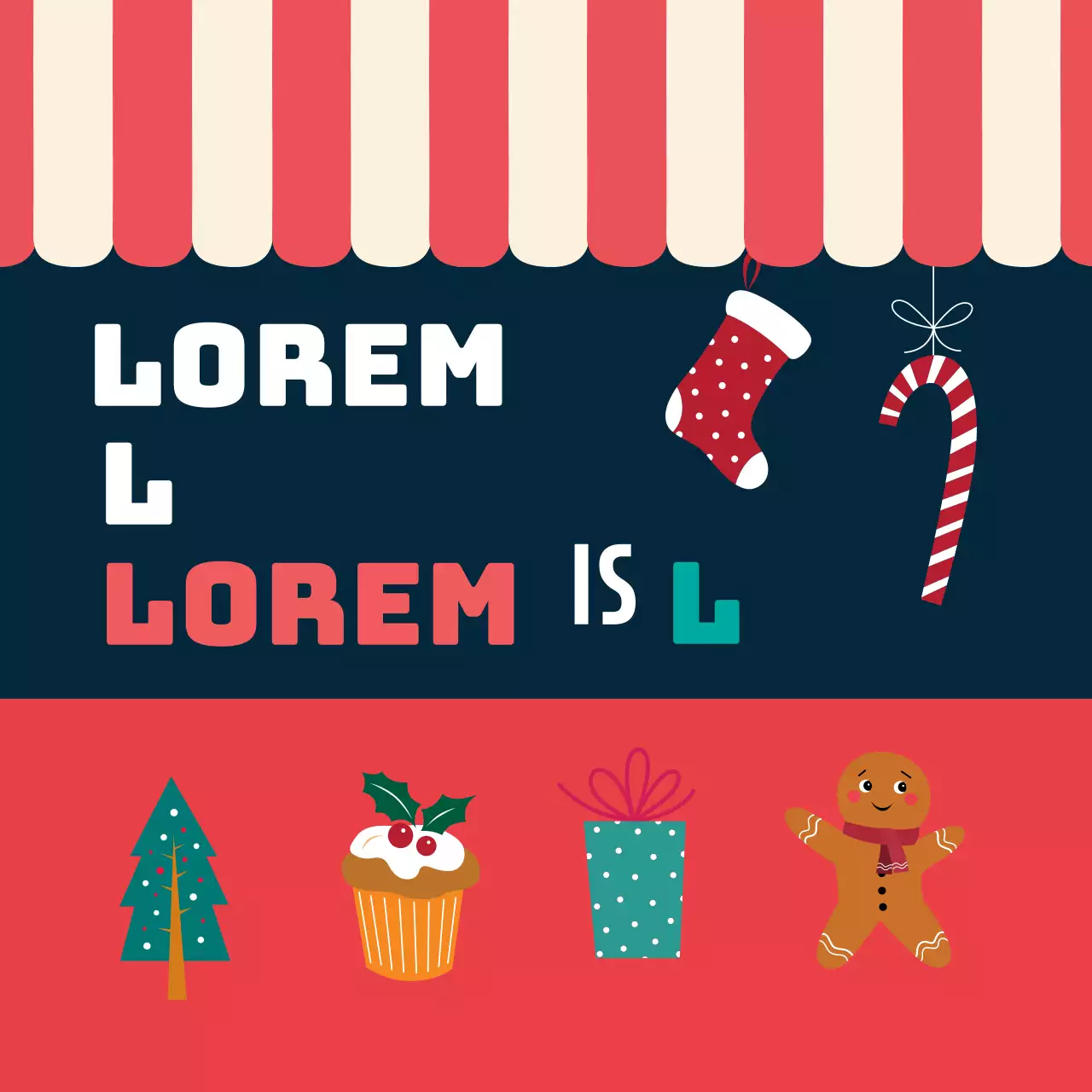 Rode en marineblauwe geïllustreerde kerstetiketten