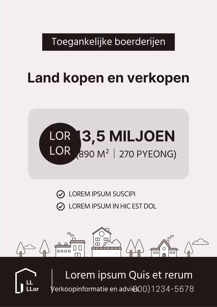 Bruine eenvoudige illustratie vastgoedtransactie eigendomsnotering documentatiesjabloon