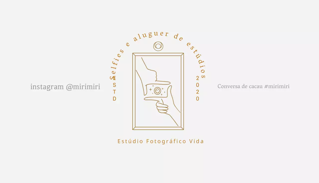 Cartão de visita de estúdio de fotografia ilustrado cinzento bege