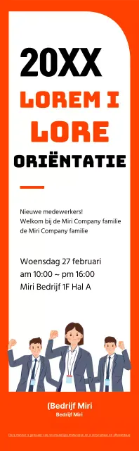 Eenvoudige kaderstijl in oranje en zwart voor informatie over de oriëntatie van nieuwe werknemers