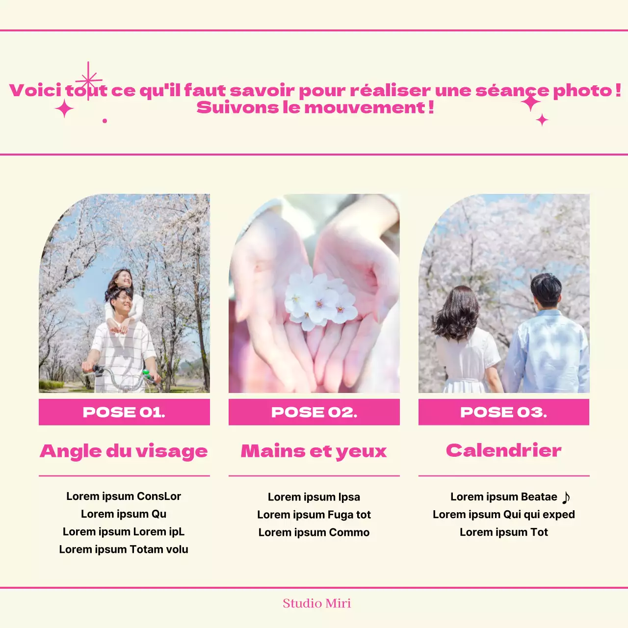 Comment poser pour un couple de fleurs de cerisier joyeuses avec un lettrage rose ?