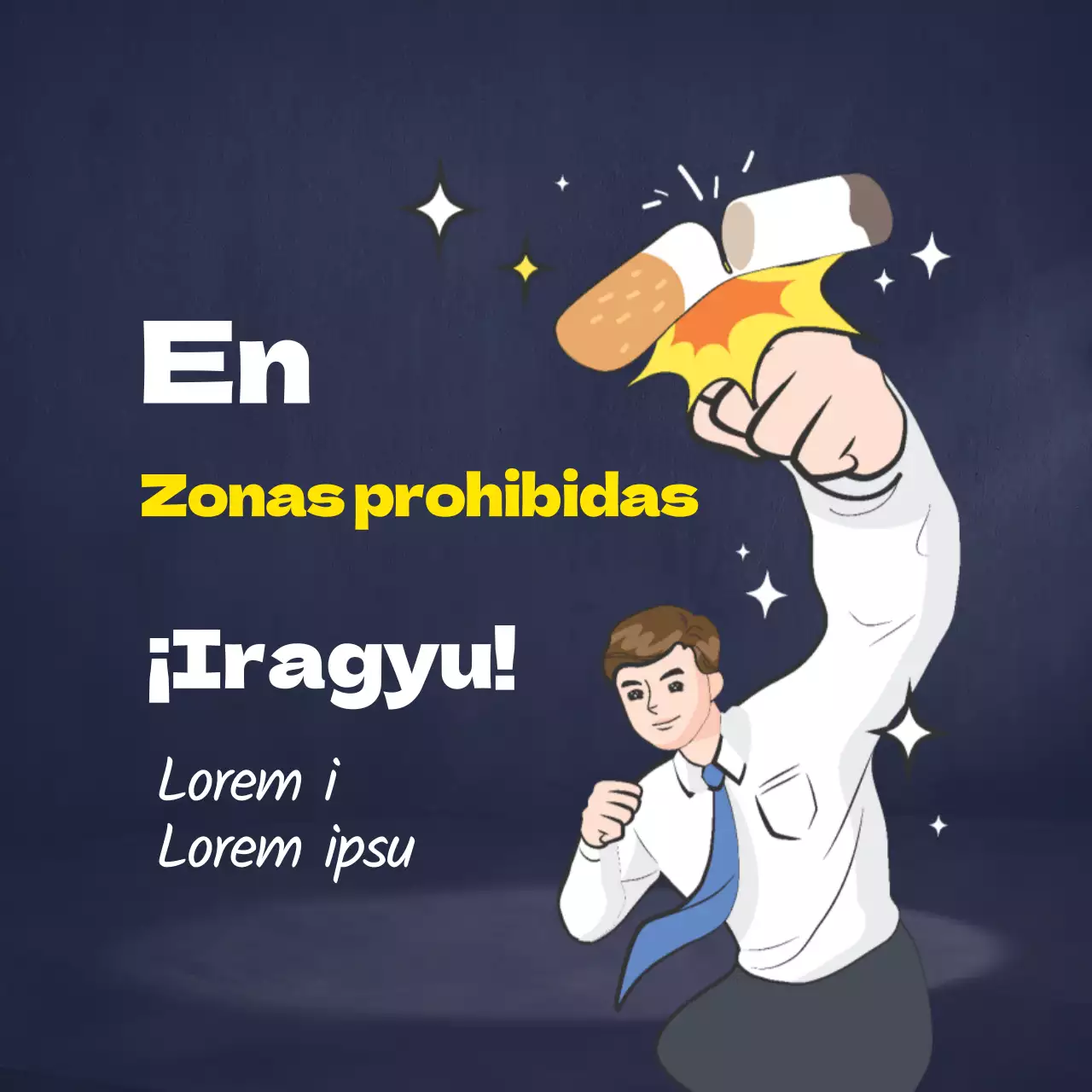 Navy Character Illustration Aviso de no fumar