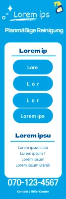 Blaue Illustration, die für einen sauberen Reinigungsdienst wirbt