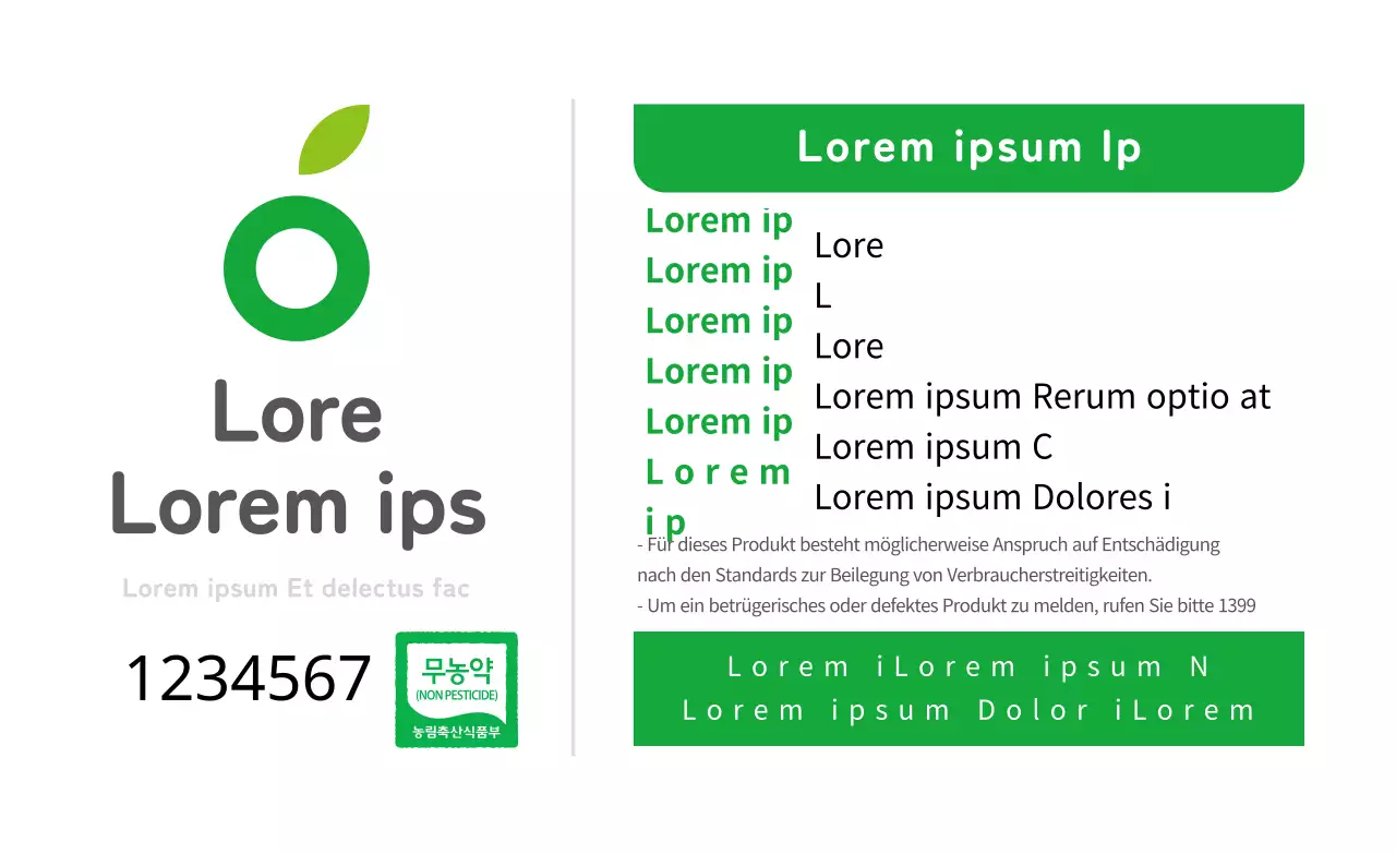 Grüner Text - umweltfreundliche Etiketten für Bio-Lebensmittel