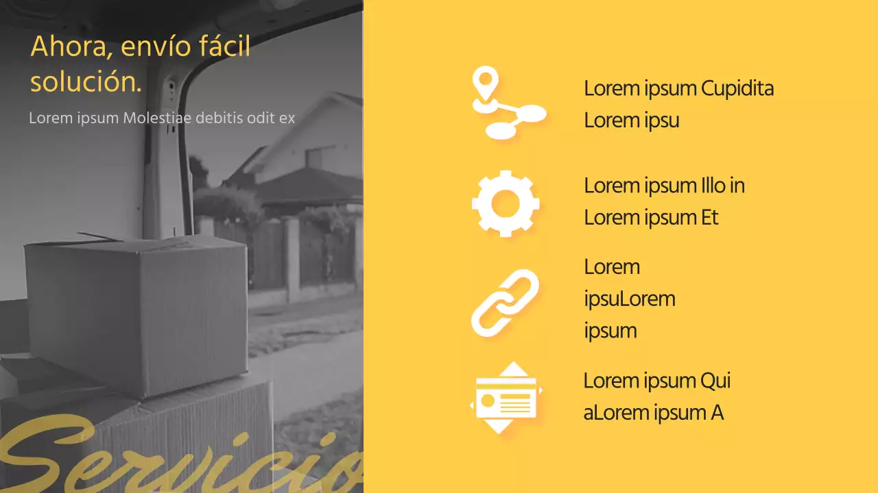 Presentación de un sencillo servicio rápido amarillo y negro