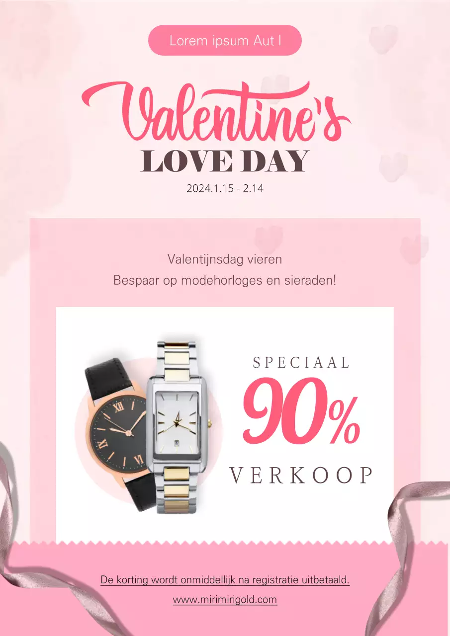 Roze Valentijnsdag viering Fashion Horloge Sieraden Web Poster