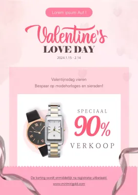 Roze Valentijnsdag viering Fashion Horloge Sieraden Web Poster