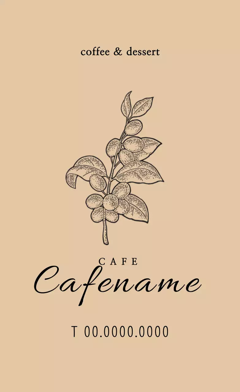 ベージュのイラストでヴィンテージ感のあるカフェのPR