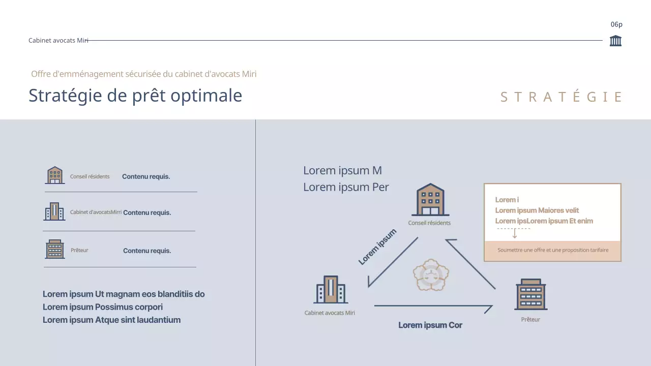 Proposition d'offre d'un cabinet juridique propre en bleu et beige (PPT)