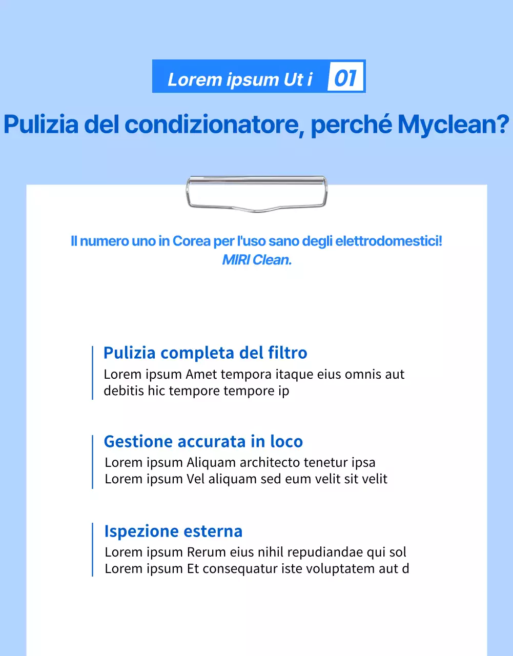 Servizio di pulizia dei condizionatori blu, ordinato e professionale (pagina di dettaglio)