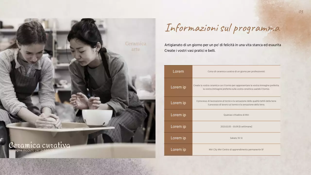 Corso di ceramica di un giorno con un'atmosfera tradizionale in beige e marrone