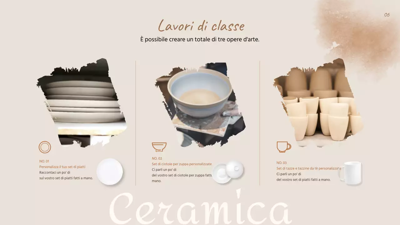 Corso di ceramica di un giorno con un'atmosfera tradizionale in beige e marrone