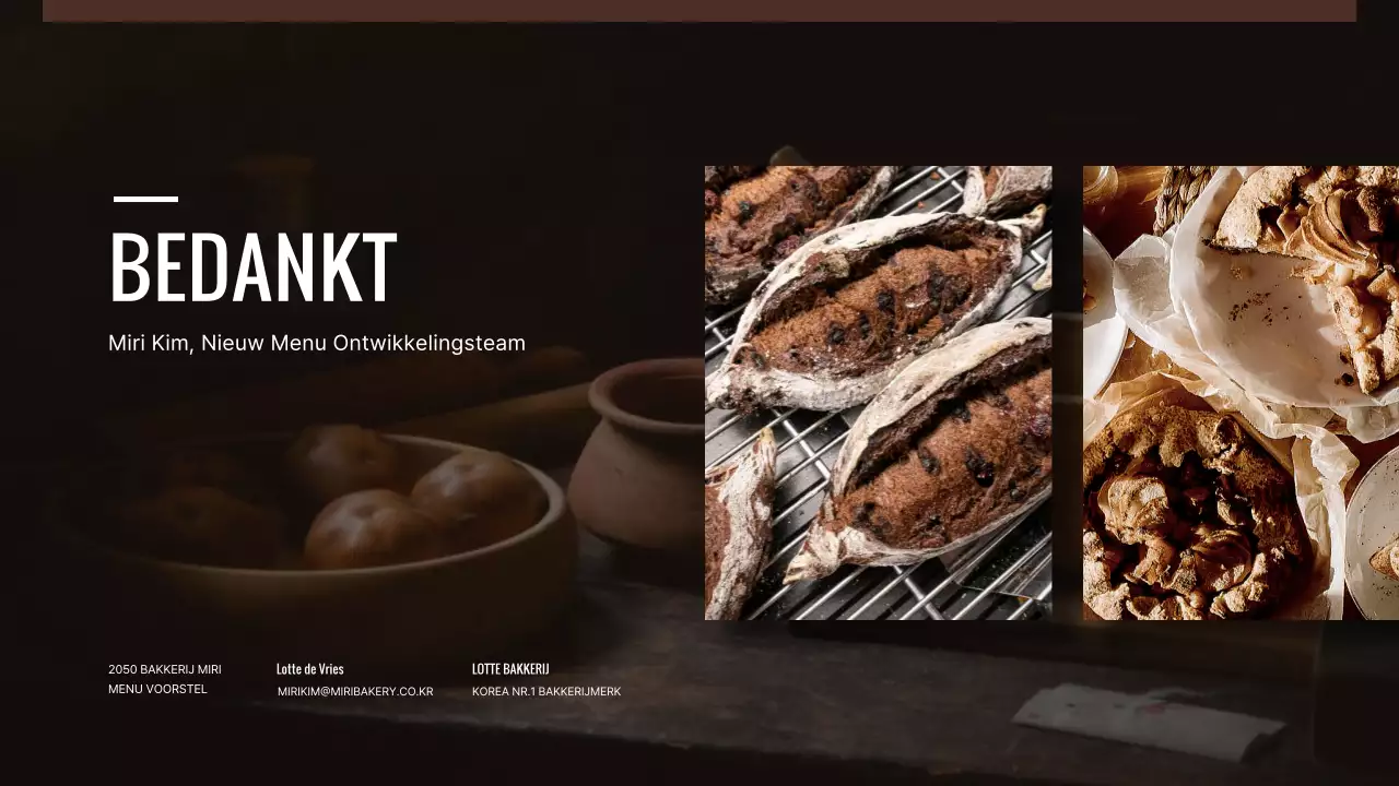 Nieuw menuvoorstel voor een bruinzwarte bakkerij