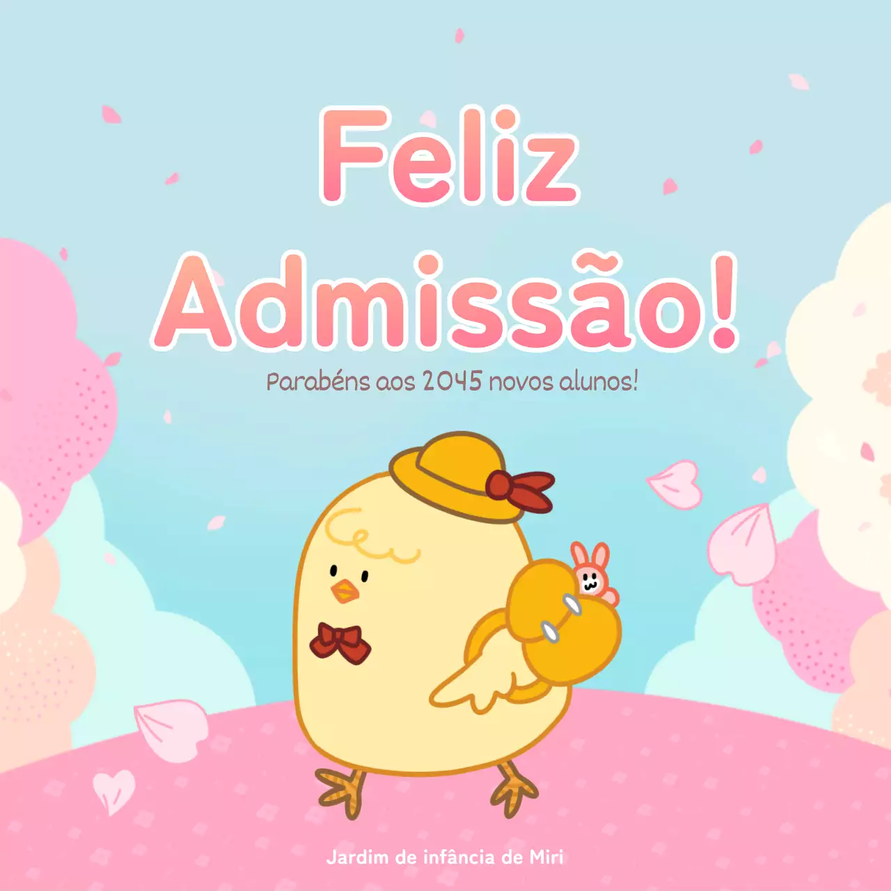 Ilustração bonita azul-clara cor-de-rosa celebração da entrada no jardim de infância