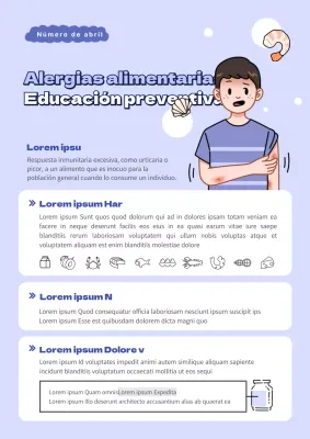 Educación sobre prevención de alergias alimentarias en azul