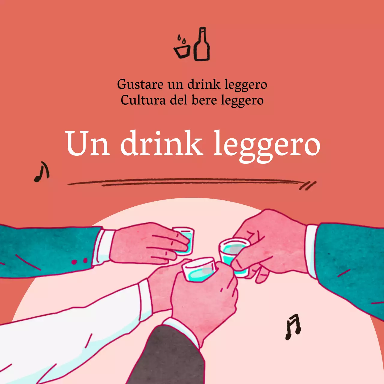 Campagna per il consumo di alcolici in vacanza con illustrazioni rosse