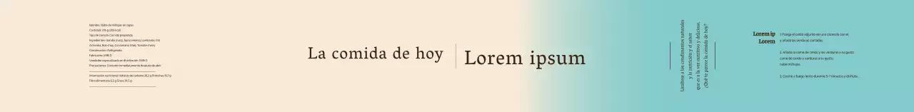 Etiqueta milhojas en degradado azul marfil