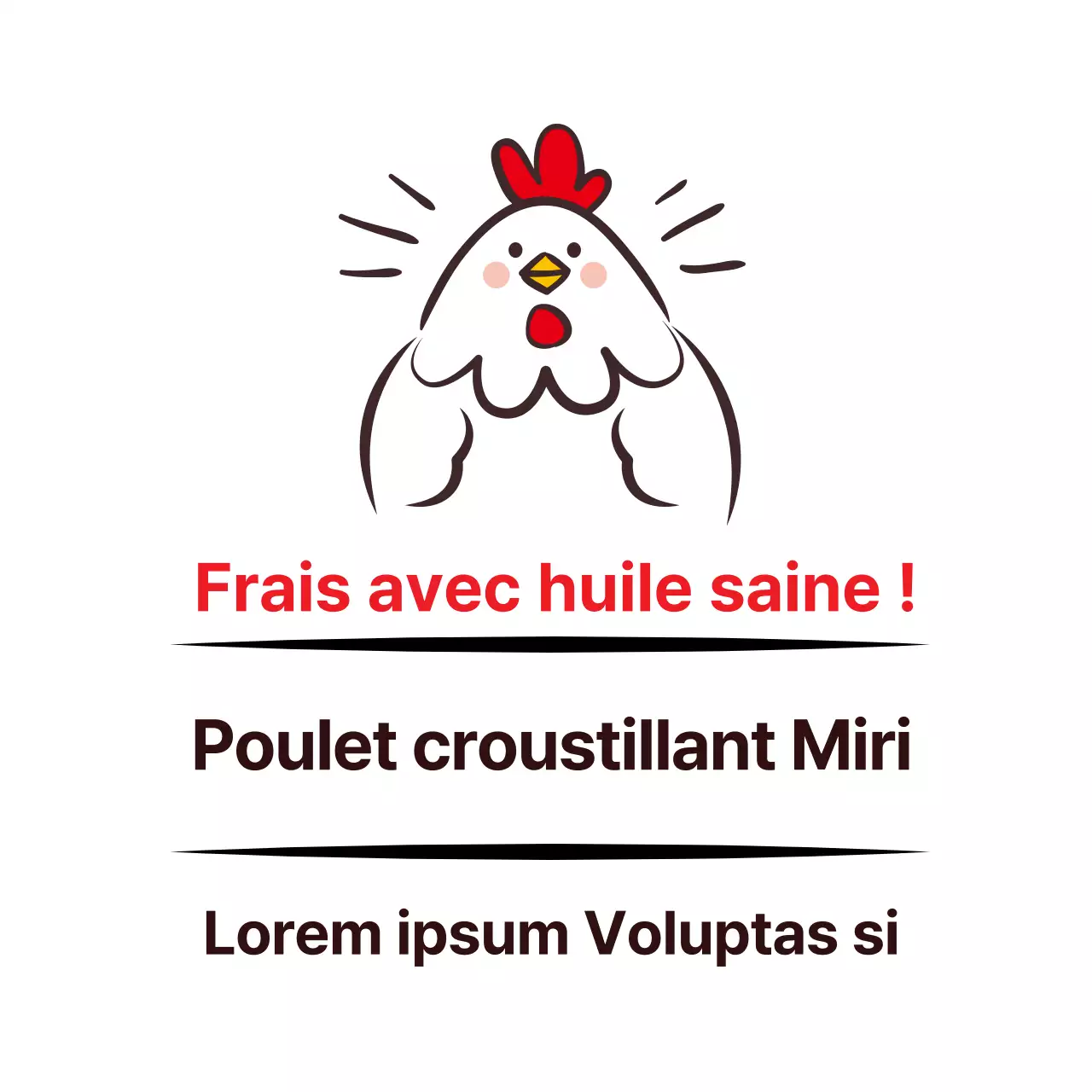 Illustration blanche de la promotion du poulet kangjeong d'un restaurant mignon