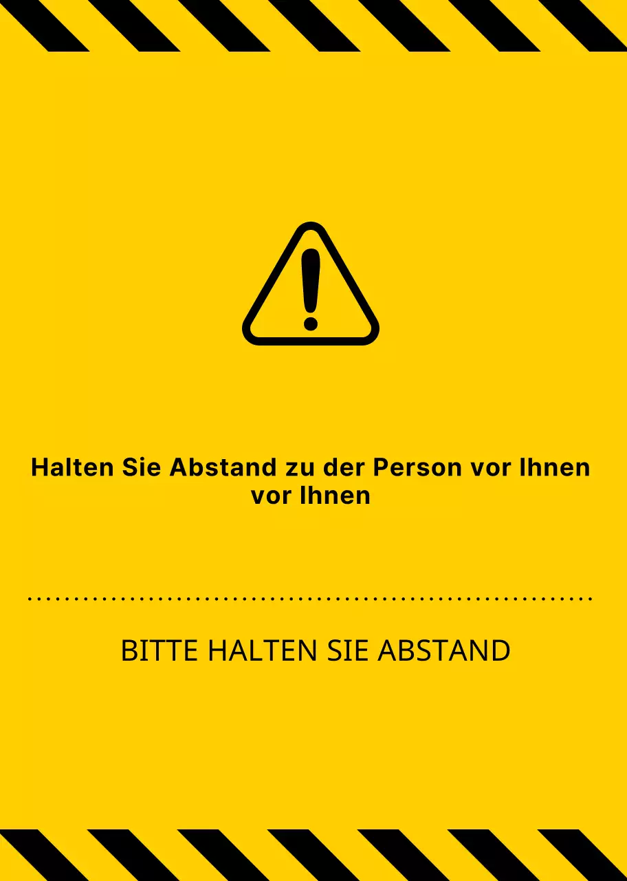 Einfache, saubere Symbol- und Textkombination in Gelb und Schwarz Abstandswarnungen